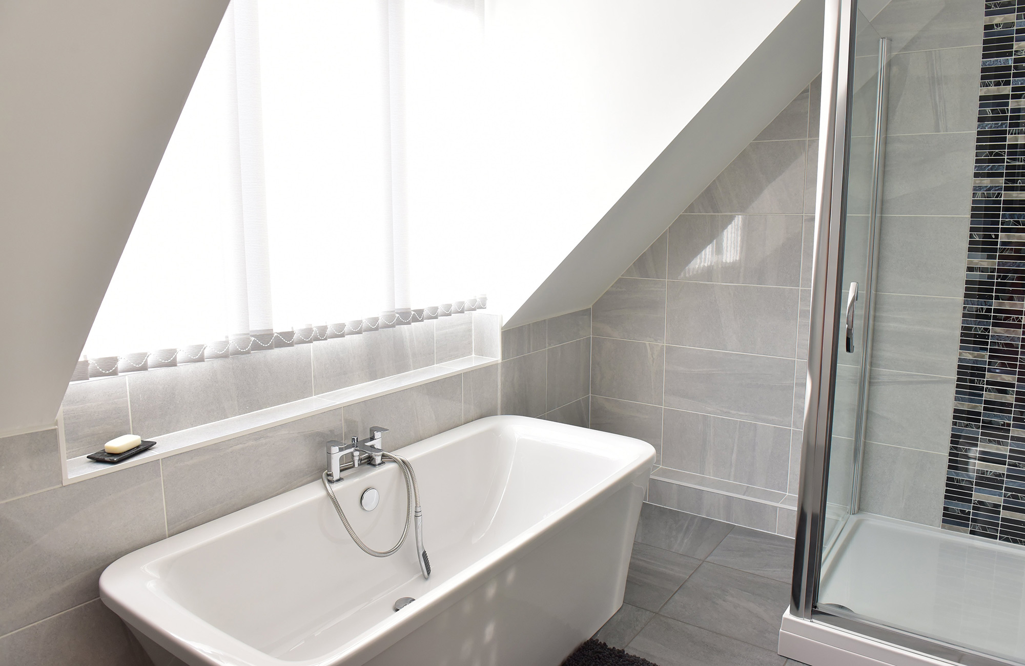 Bath in a new bathroom installed by the KBB Centre in Ipswich