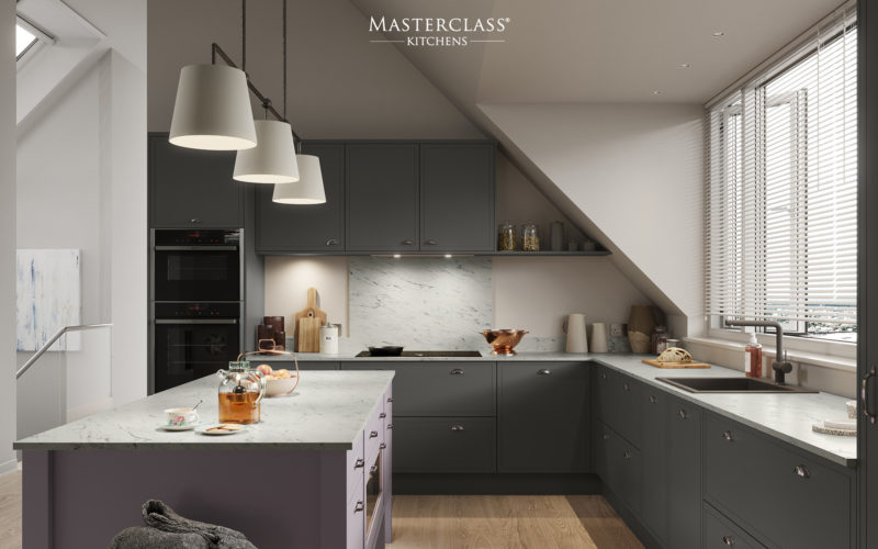 Masterclass Kitchens Melrose Mid-Range Kitchen in Wisteria and Lava