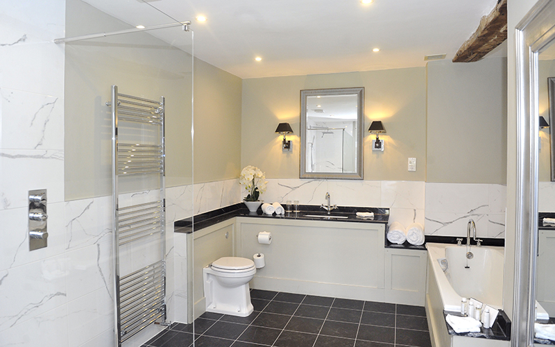 Luxury bathroom suite renovation at Hintlesham Hall, Suffolk